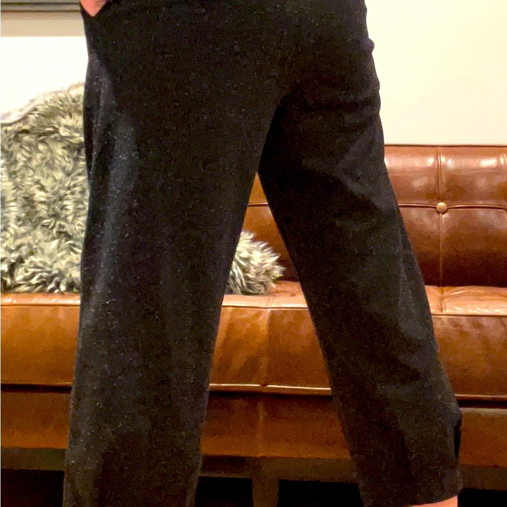 Oak and Fort speckled charcoal pants. Comfy and dressy.
